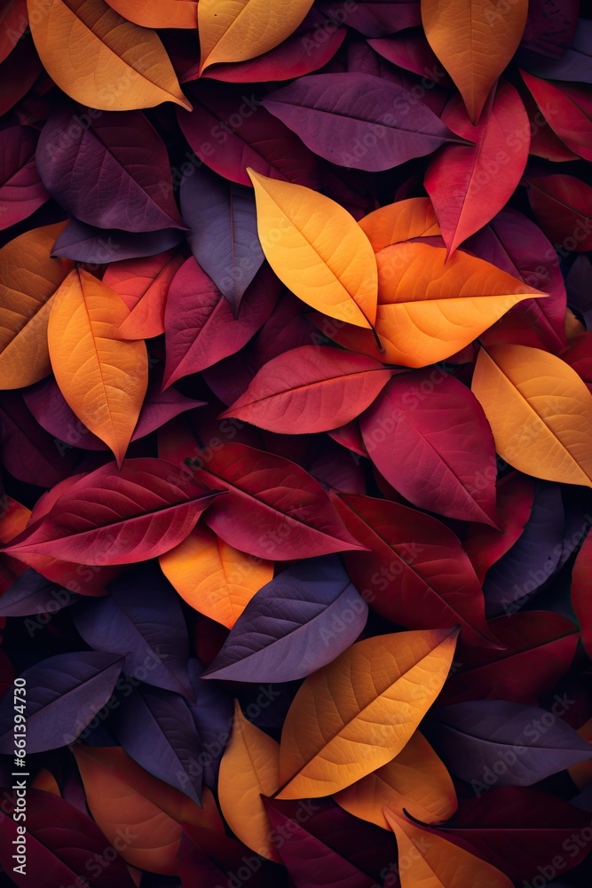 Vibrant Autumn Leaf Tapestry: Nature's Colorful Transition Captured in Detail. Generative AI - obrazy, fototapety, plakaty 