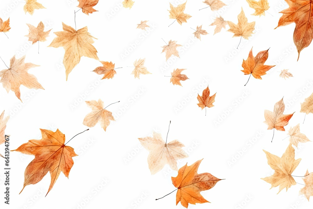 Fototapeta premium Floating Autumn Leaves: A Serene Dance of Seasonal Hues and Delicate Patterns. Generative AI