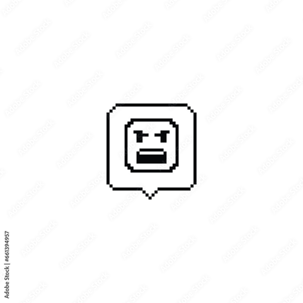 this is pixel art emoticon with black color and white background this item good for presentations,stickers, icons, t shirt design,game asset,logo and your project. this is pixel art emoticon with black color and white background this item good for presentations,stickers, icons, t shirt design,game asset,logo and your project.