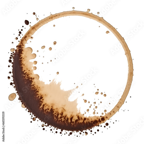 A coffee cup mark. Coffee stain. Isolated on a transparent background