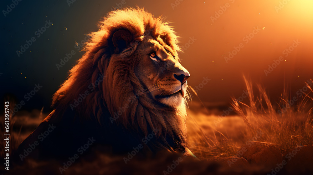 Naklejka premium Photo of a majestic lion
