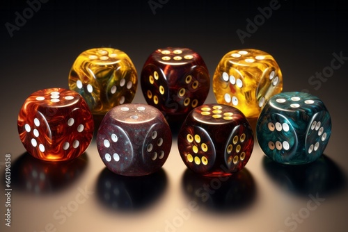 Set of dice on the table photo