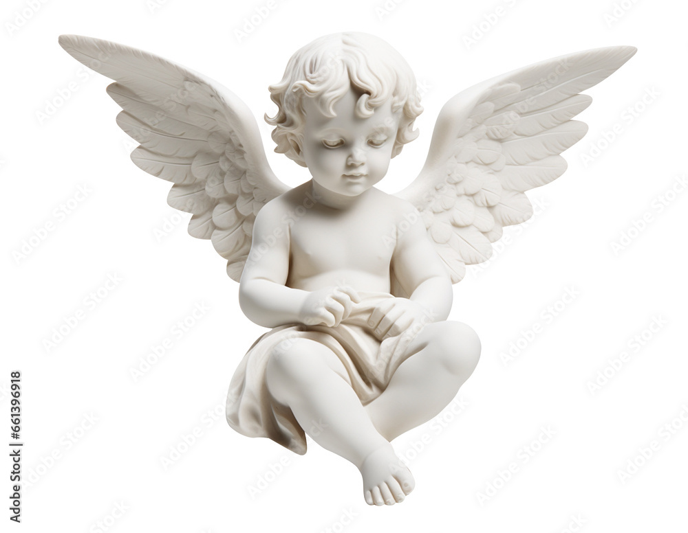 Isolated baby angel statue - obrazy, fototapety, plakaty 