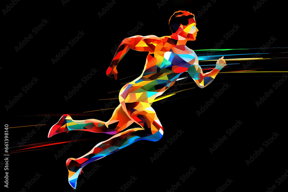Male athlete runner doing a training exercise for a sports race event ...