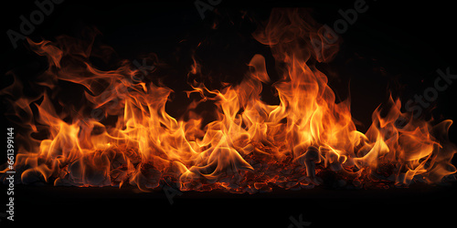 Billede på lærred Fire flames on black background ,