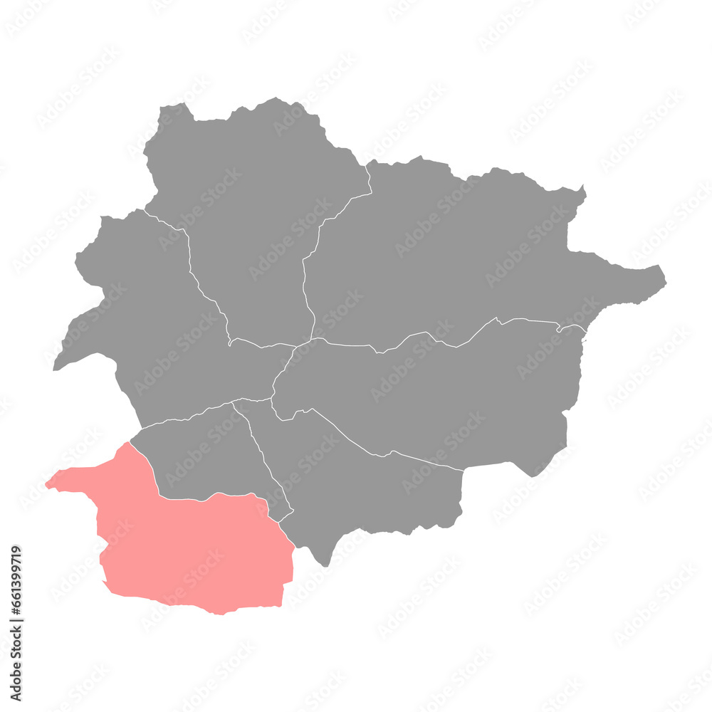 Sant Julia de Loria map, administrative division of the Principality of Andorra.
