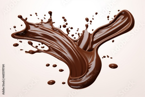 splash of chocolate or Cocoa with Clipping path. 3d illustration, Generative AI