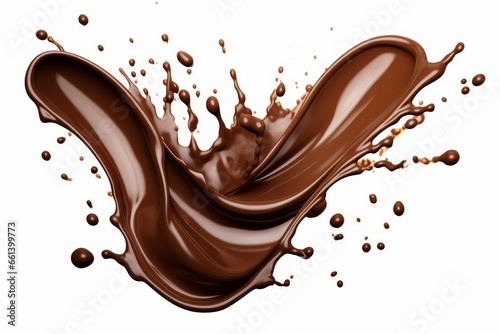 splash of chocolate or Cocoa with Clipping path. 3d illustration, Generative AI