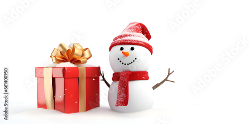 snowman with gift box