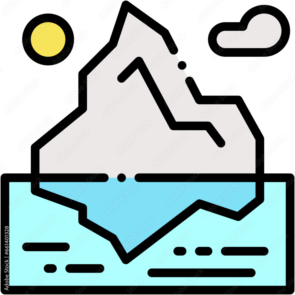 Vector Icon Iceberg, Glacier, Polar, North Pole, Ice, Nature Vector Icon Iceberg, Glacier, Polar, North Pole, Ice, Nature