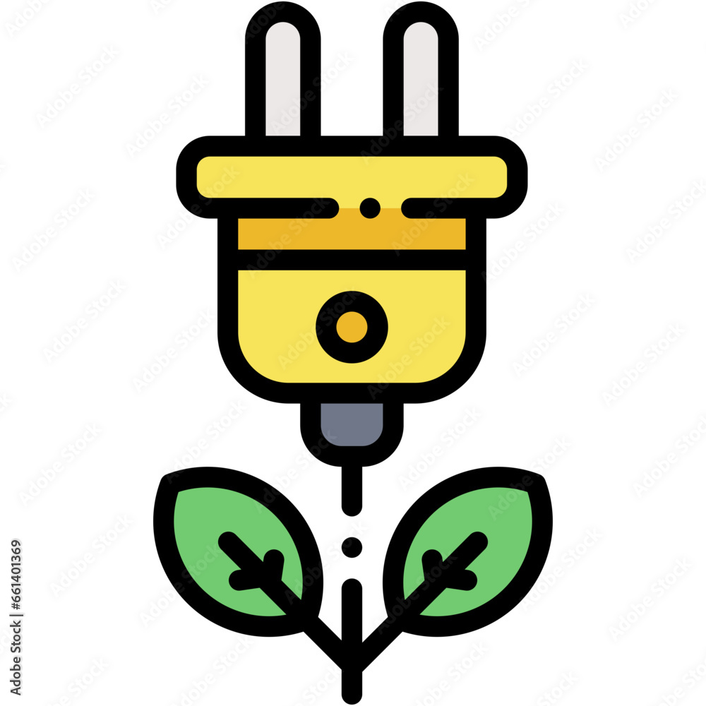 Vector Icon Eco Friendly, Plug, Energy, Electricity, Eco Energy, Sustainable Energy Vector Icon Eco Friendly, Plug, Energy, Electricity, Eco Energy, Sustainable Energy