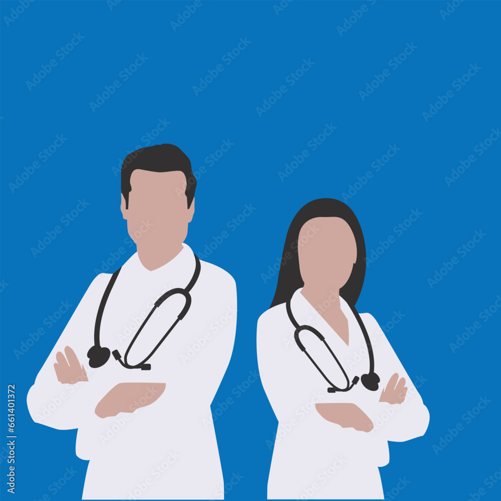 Friendly Male and Female Doctors illustration vector Friendly Male and Female Doctors illustration vector