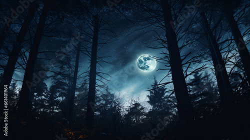 A full moon seen through the trees © Cedar