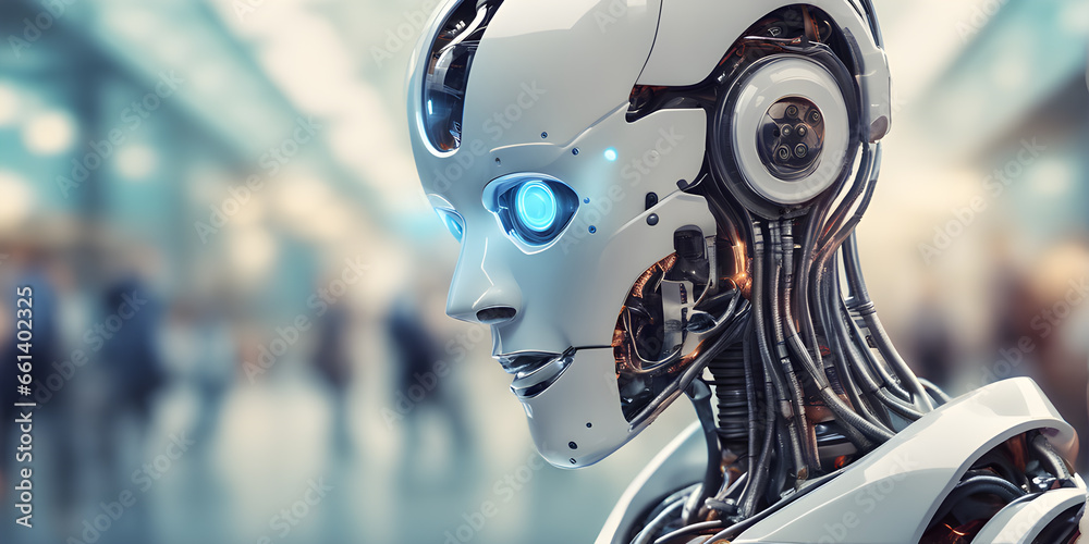 Smart AI robot machine high technology professional to the future background empty space for design