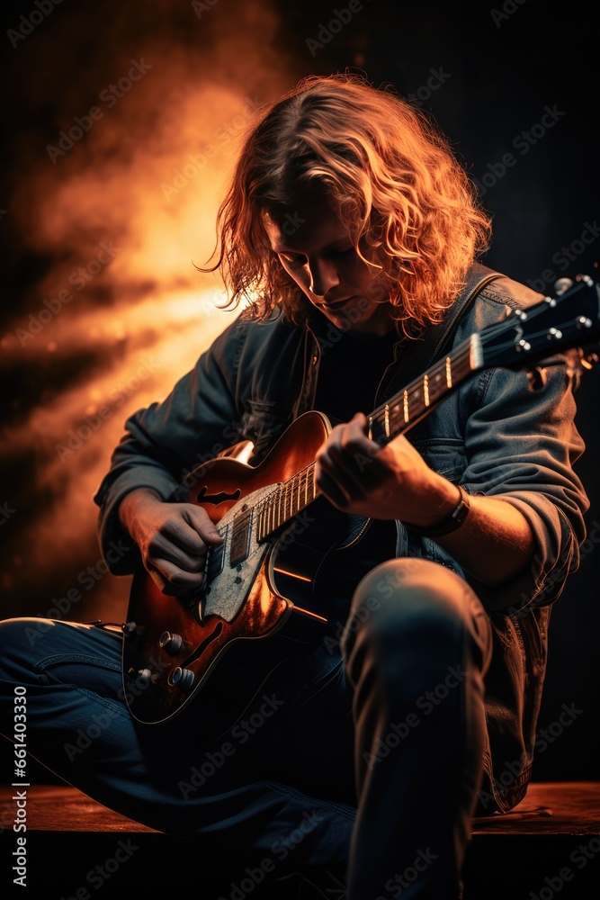 Fototapeta premium Guitarist, AI generated Image