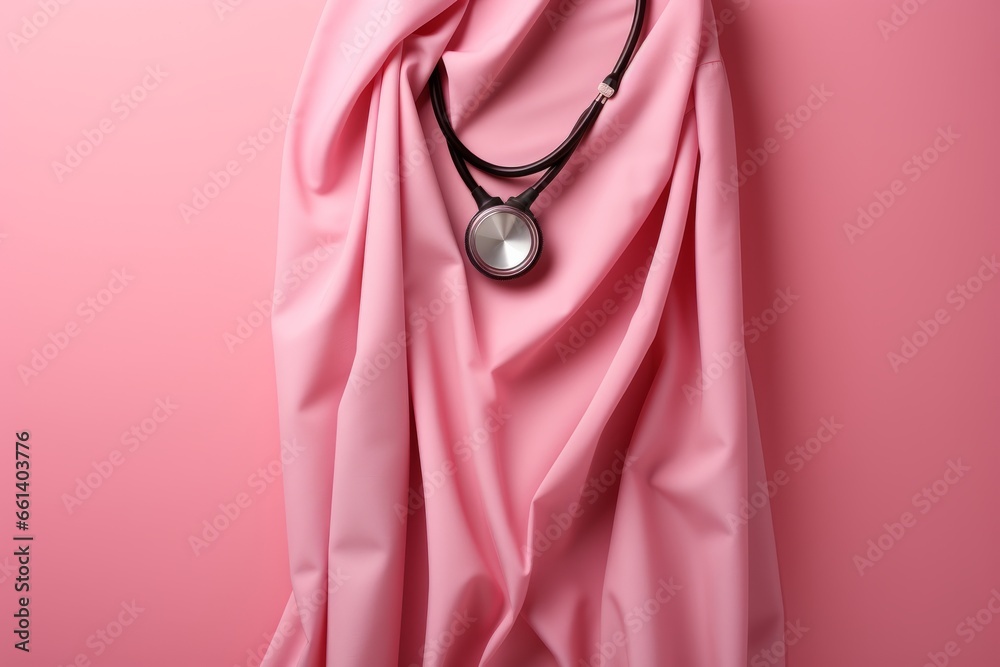 Eye-catching banner featuring a medical stethoscope on a pink background, Generative AI Eye-catching banner featuring a medical stethoscope on a pink background, Generative AI