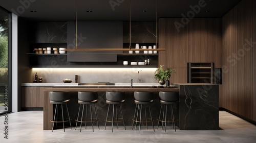 inviting kitchen space with sleek, minimalist design elements that exude sophistication and functionality