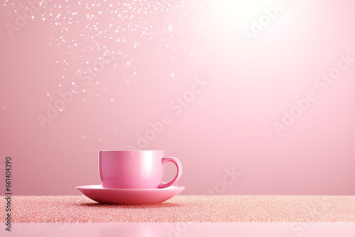 A Cup in sweet pink Background for poster menu promotion. Coffee. Drink.