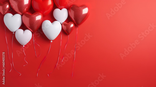 Valentines day concept, textile red hearts on a red background. generative ai