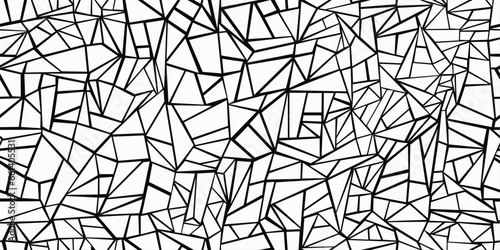 Broken white forms of dried earth or cracked glass. Seamless pattern of broken shards, cracked shell, broken glass, white shards on a black background.