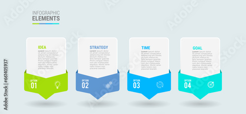 Business infographic template design icons 4 options or steps