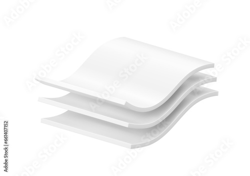 Three wavy layers with realistic shadows. Vector illustration isolated on white background. Great infographic for your product. EPS10.	