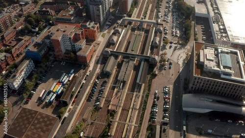 Establishing aerial shot over Slough train station photo