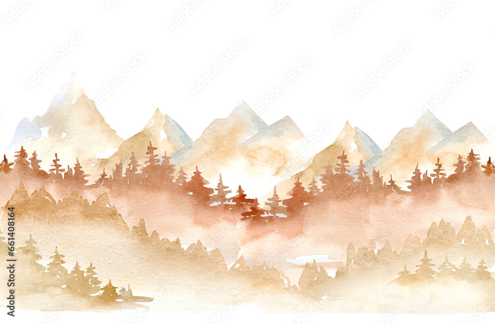 watercolor misty landscape with rocks fog and pine trees, fall mountain clipart, landscape background clipart, trees mountains clipart for greeting cards, save the date, stationery design watercolor misty landscape with rocks fog and pine trees, fall mountain clipart, landscape background clipart, trees mountains clipart for greeting cards, save the date, stationery design