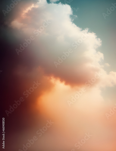 Peaceful pastel sky with white and peachy clouds.  Creative abstract design. Surreal bright sky background.