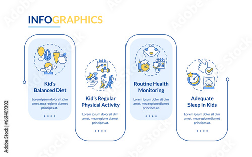 2D parenting children with health issues vector infographics template with colorful icons, data visualization with 4 steps, process timeline chart.