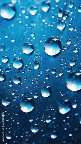 Abstract macro of water drops over blue background. 