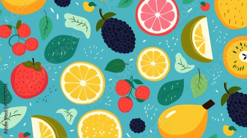 Fruits pattern background  AI generated Image