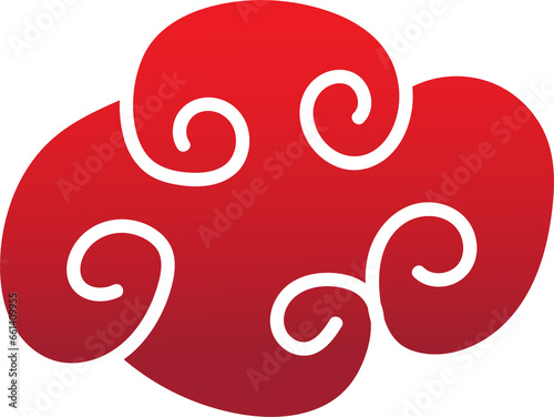 red chinese cloud oriental style element design