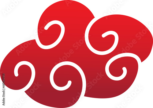 red chinese cloud oriental style element design