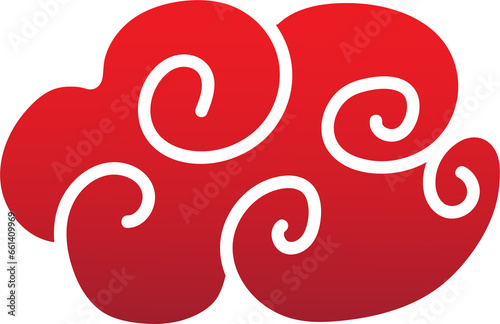red chinese cloud oriental style element design