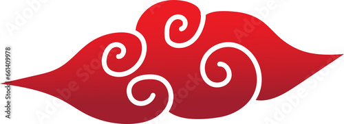 red chinese cloud oriental style element design