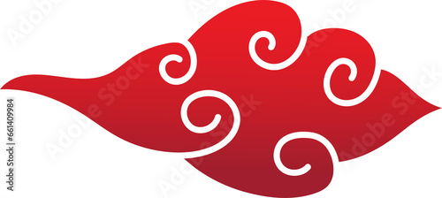red chinese cloud oriental style element design