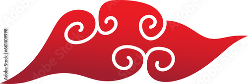 red chinese cloud oriental style element design