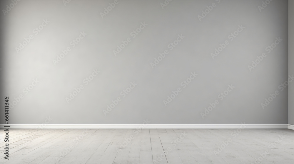 Empty room with gray blank wall interior