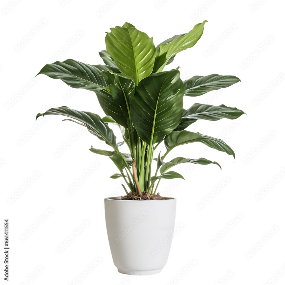 Single Potted Big Houseplant Interior Front View Isolated on Transparent or White Background, PNG Single Potted Big Houseplant Interior Front View Isolated on Transparent or White Background, PNG