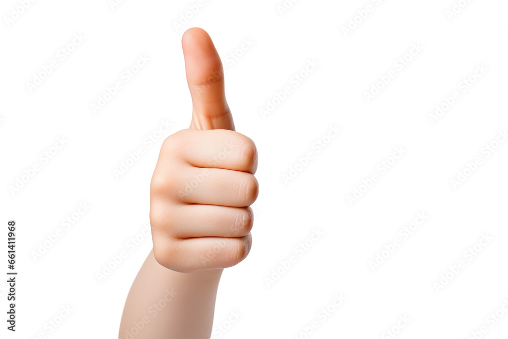 A Child's hand shows thumbs up isolated on a white background studio shot PNG A Child's hand shows thumbs up isolated on a white background studio shot PNG