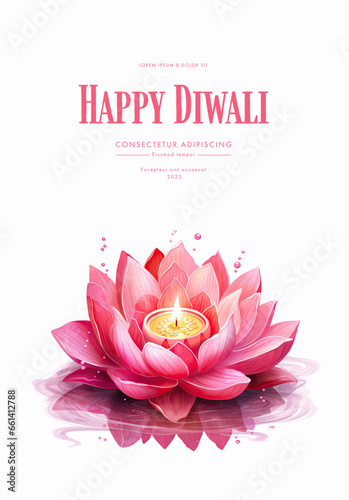 Happy Diwali festival of lights colorful greeting card design vector illustration. AI generated
