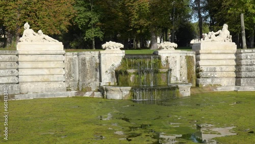 Fountain Le buffet d'eau in the Domain of the Chateau de Chamarande. The Chateau de Chamarande is a 17th-century French castle located in Chamarande, in the Essonne department.
