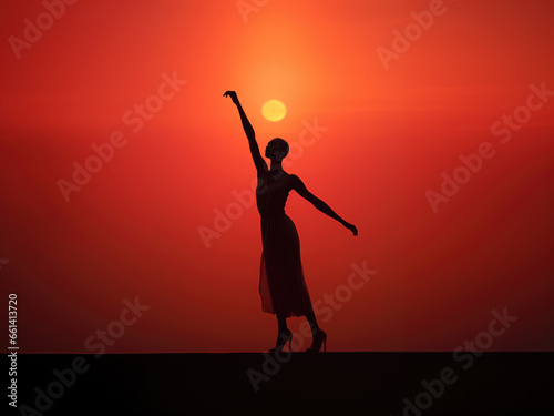 Sunlit Silhouette. An Enchanting Dance Embrace with the Fiery Horizon