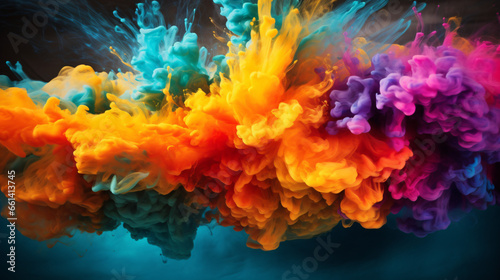 Explosion of colorful water and ink texture