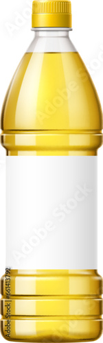 Sunflower oil bottle, transparent plastic package