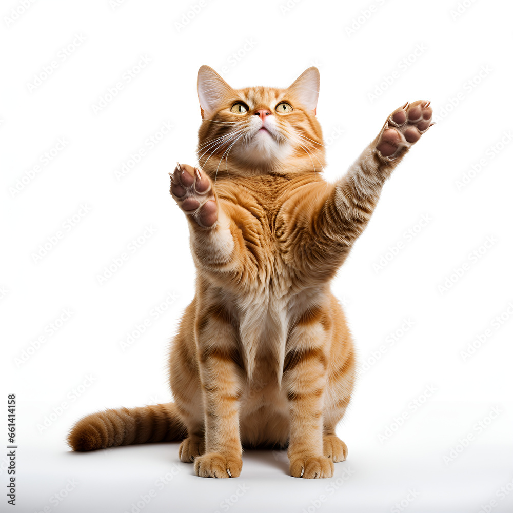 Obraz premium cat with a red ball cat, kitten, animal, isolated, pet, feline, domestic, white, fur, cute, kitty, pets, adorable, young, 