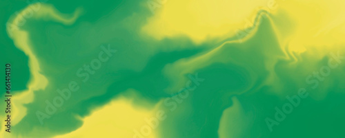 Abstract Green Background with Multicolor Fluid Blend Paint Art with Gradient.