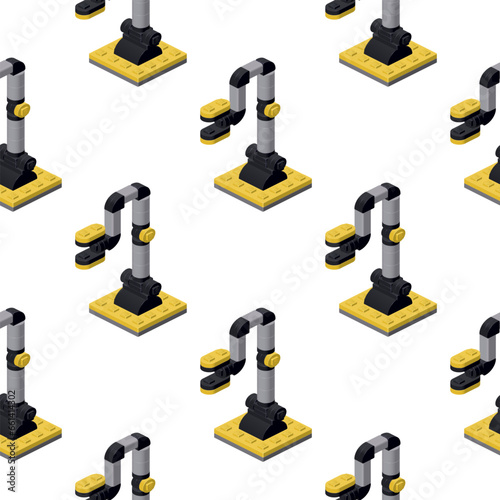 Pattern of robots in the form of a hand in isometry on a white background. Vector