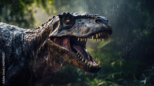 A realistic dinosaur in nature, terrifying © Valeriia